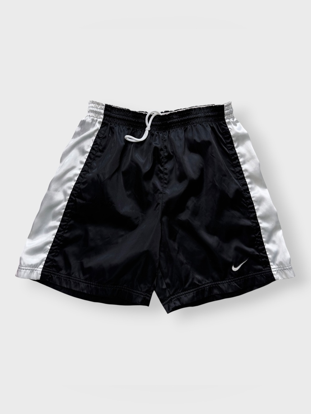 Vintage 90s Nike Shiny Soccer Shorts, Drawstring Logo Gym Workout Track Football